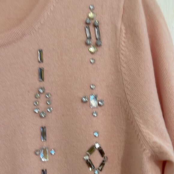 Ann Taylor Pink Wool Blend Long Sleeve Crystal Embellished Sweater Size S - Picture 4 of 5
